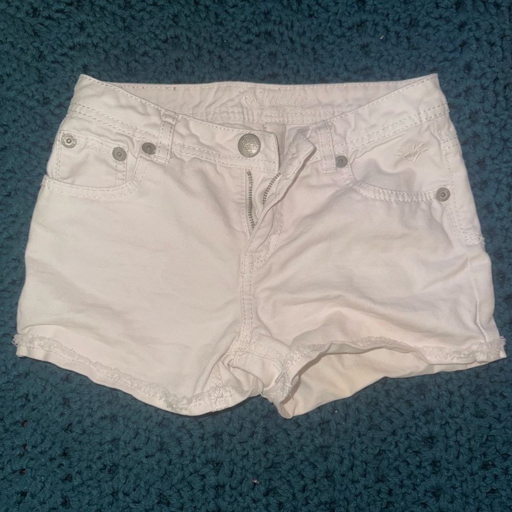 Justice Kids White Denim Shorts